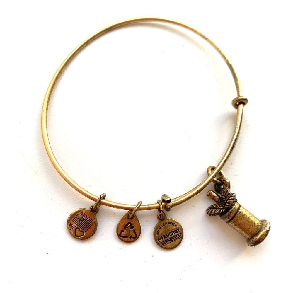Alex and Ani Mint Julep Charm Bracelet Gold Finish - Expands 2"- 3.5"